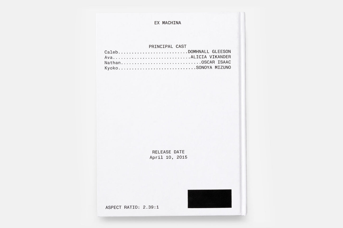 Ex Machina Screenplay Book